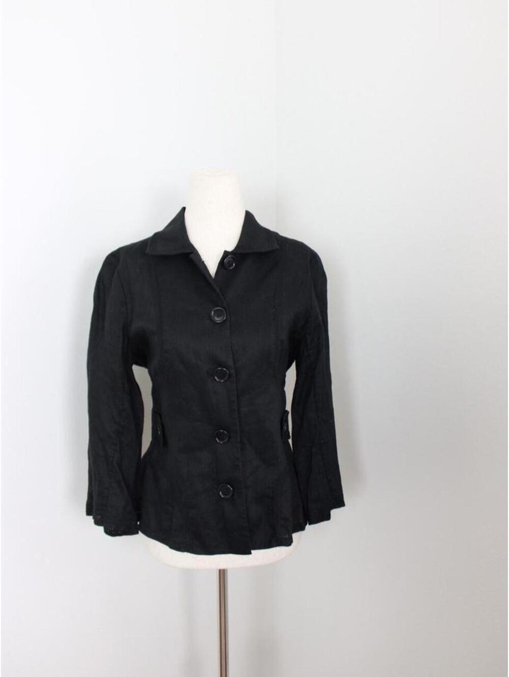 Max Studio Black linen button up shirt. Size 8